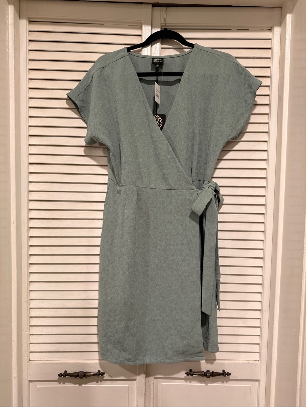 bobeau Sage Green Wrap Midi Dress